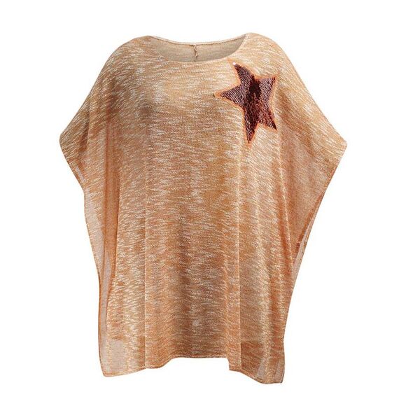 Sheer Oversize Top With Sequin Star - Picture 1 of 8